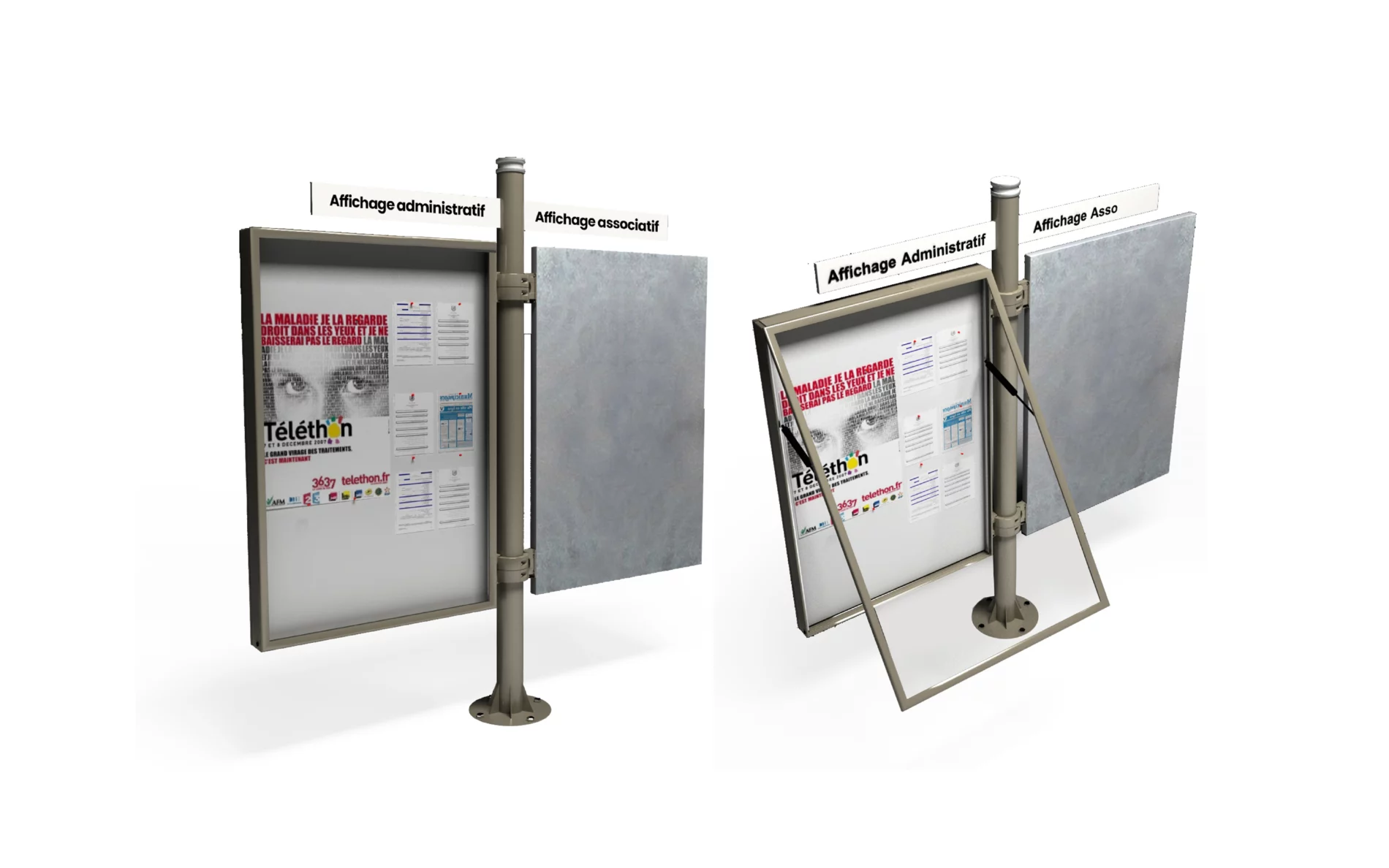 Visuel 3D - affichage duo admin-libre - vitrine d'affichage